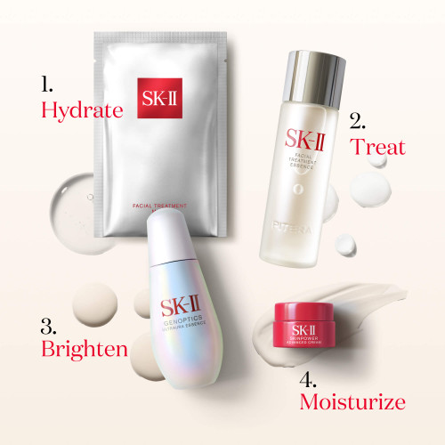 SK-II’s limited edition skincare set featuring the award-winning Facial Treatment Essence, GenOptics Ultraura Essence, two Facial Treatment Masks, and two SKINPOWER Advanced Cream samples slide5