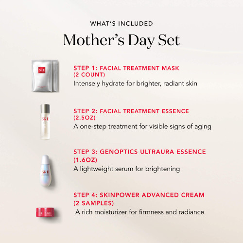SK-II’s limited edition skincare set featuring the award-winning Facial Treatment Essence, GenOptics Ultraura Essence, two Facial Treatment Masks, and two SKINPOWER Advanced Cream samples slide4